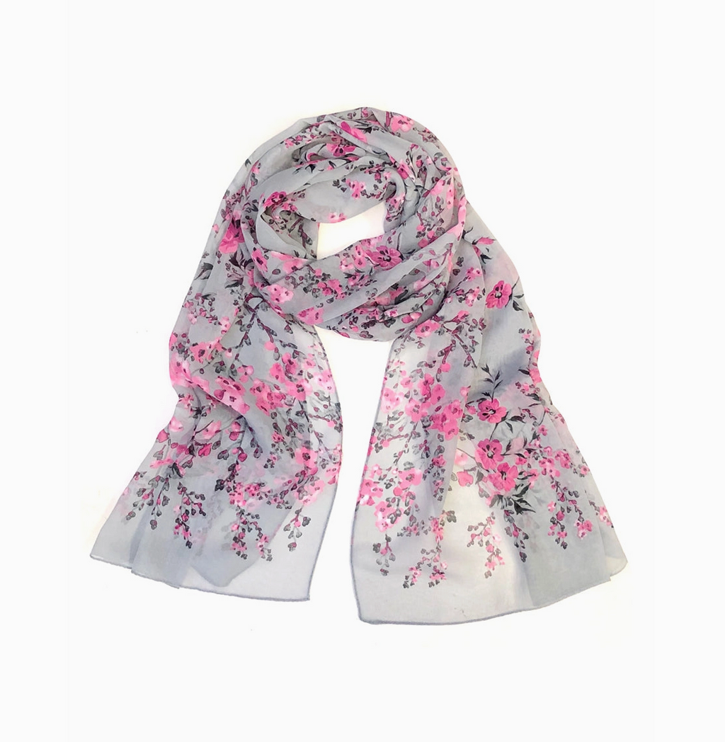Scarf Floral Gray