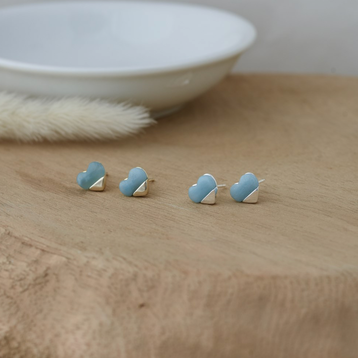Glee Boucles d'oreilles en forme de cœur en amazonite