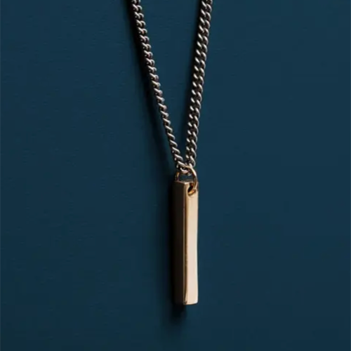 Men's Small Polished Bronze Bar Necklace