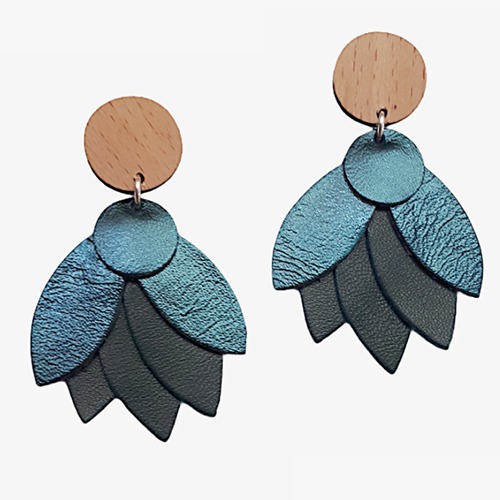 Boucles d'oreilles Mandala Paon Bleu