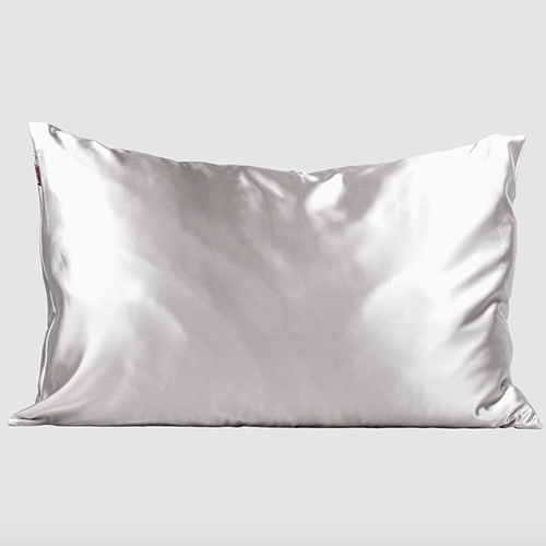 Taie d'oreiller en satin kitsch argenté