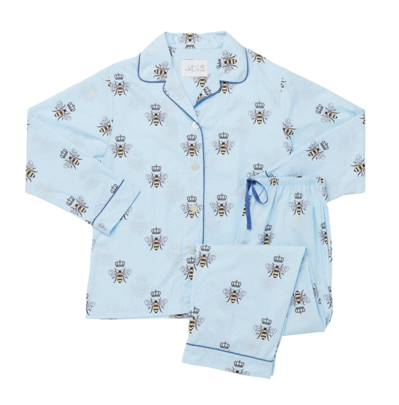 The Cat's Pajamas Queen Bee Luxe Pima Pajama Blue