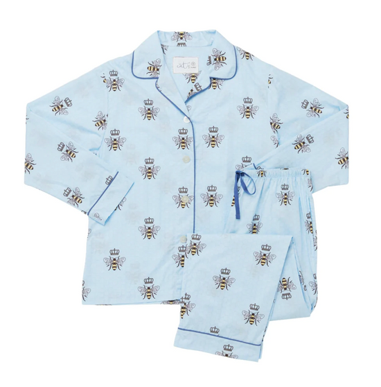 Le Pyjama de Chat Reine Abeille Luxe Pima Pyjama Bleu