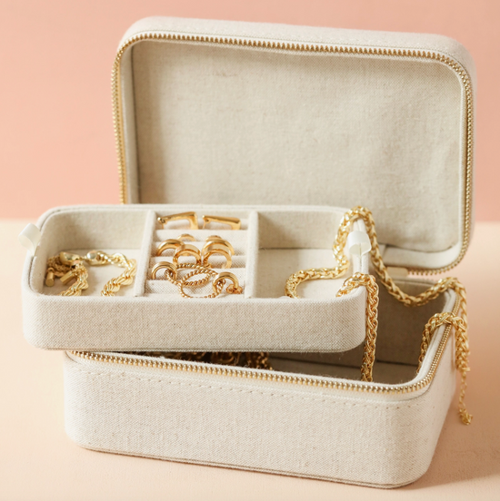 Natural Linen Jewelry Case
