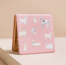 Miroir de poche avec imprimé de chien rose