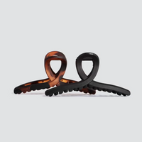 Clips à cheveux en forme de boucle Kitsch grande taille 2 pièces noir et écaille