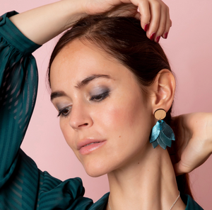 Mandala Peacock Blue Earrings