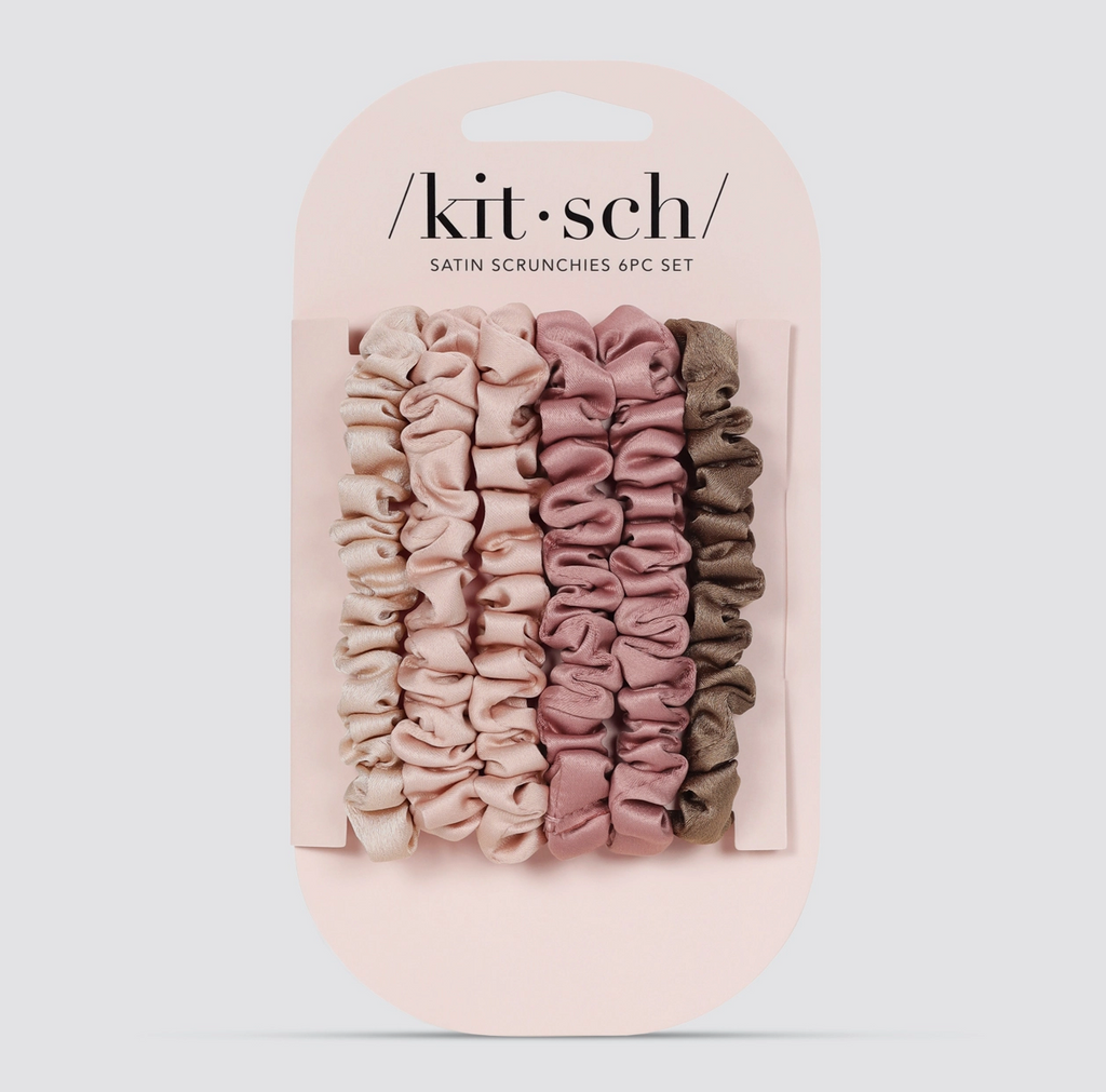 Kitsch Ultra Petite Satin Scrunchies 6 Pc Terracotta