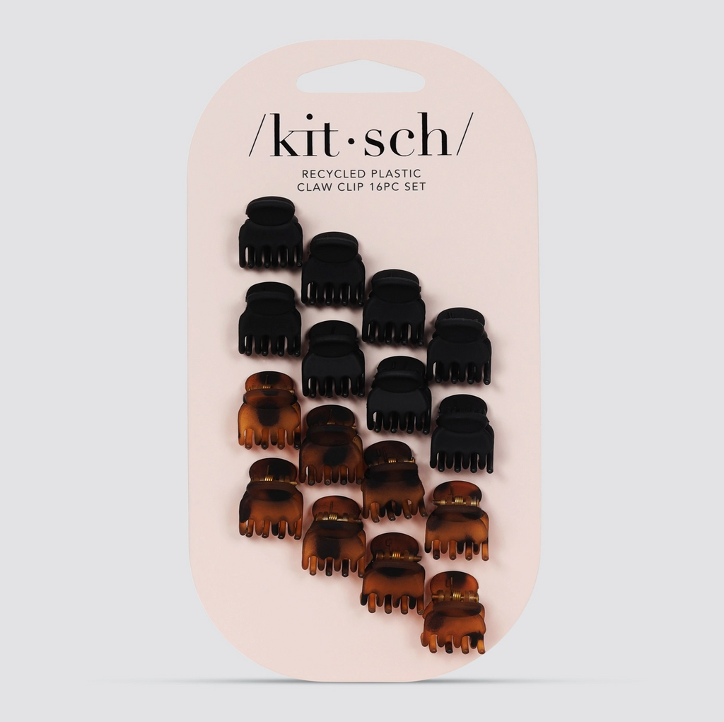 Kitsch Mini Classic Claw Clips 16 Pc Black & Tort