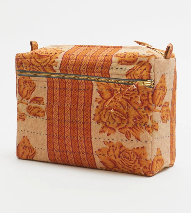 Vintage Kantha Toiletry Bag Pink/Red/Orange