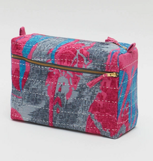 Vintage Kantha Toiletry Bag Pink/Red/Orange