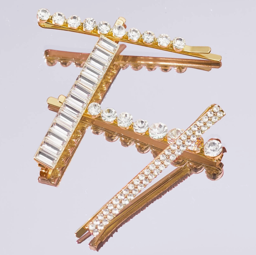 Kitsch Metal Rhinestone Assorted Bobby Pins 4 pc Gold