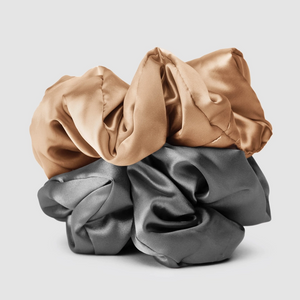 Kitsch Satin Sleep Pillow Scrunchies Charcoal/Gold