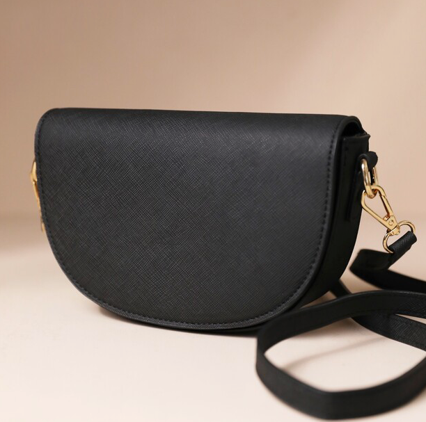 Vegan Leather Half Moon Crossbody Bag In Black Lisa Angel Accessories Collection Bags Handbag Everyday