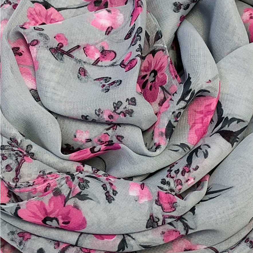 Scarf Floral Gray