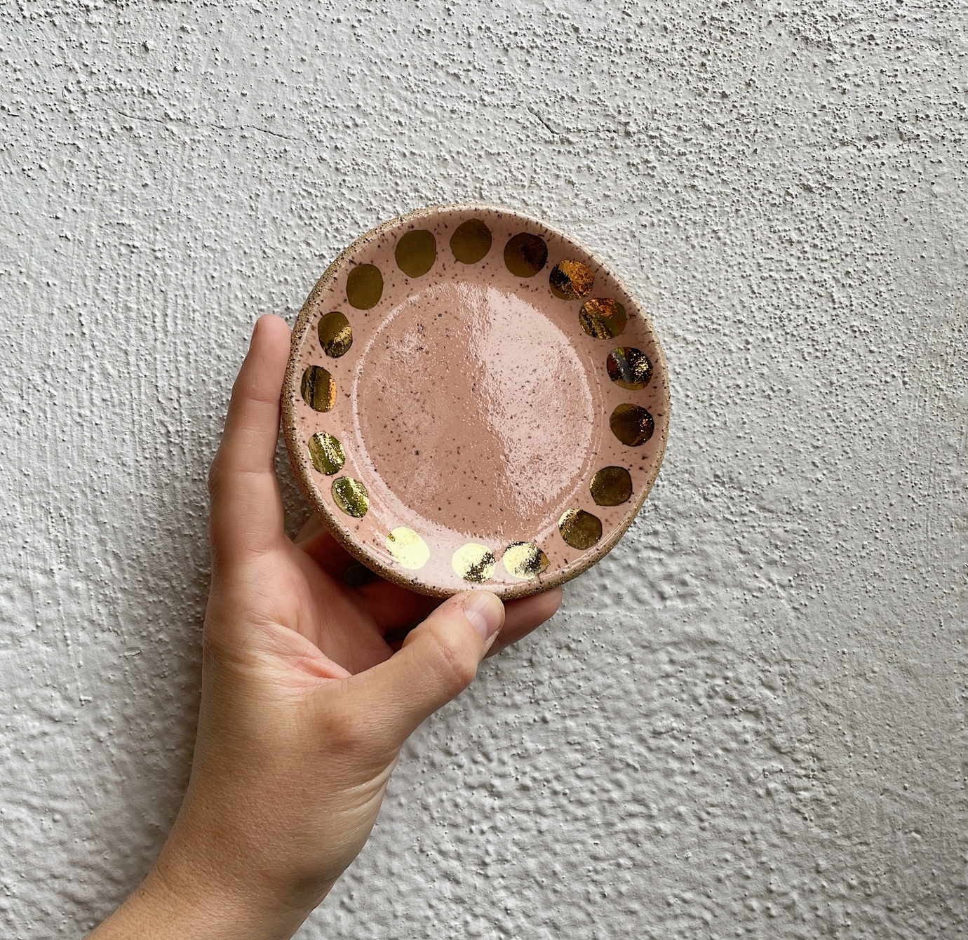 Speckled Peach Dot Jewelry Dish