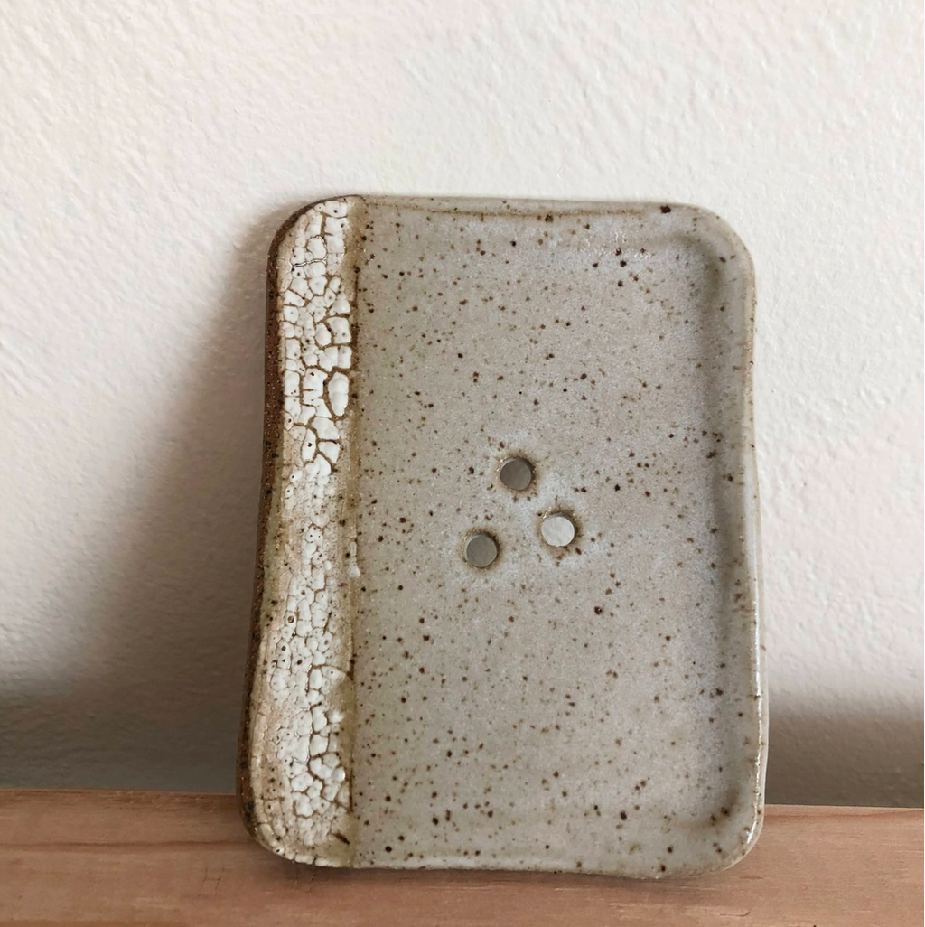 Porte-savon en céramique fait main craquelé