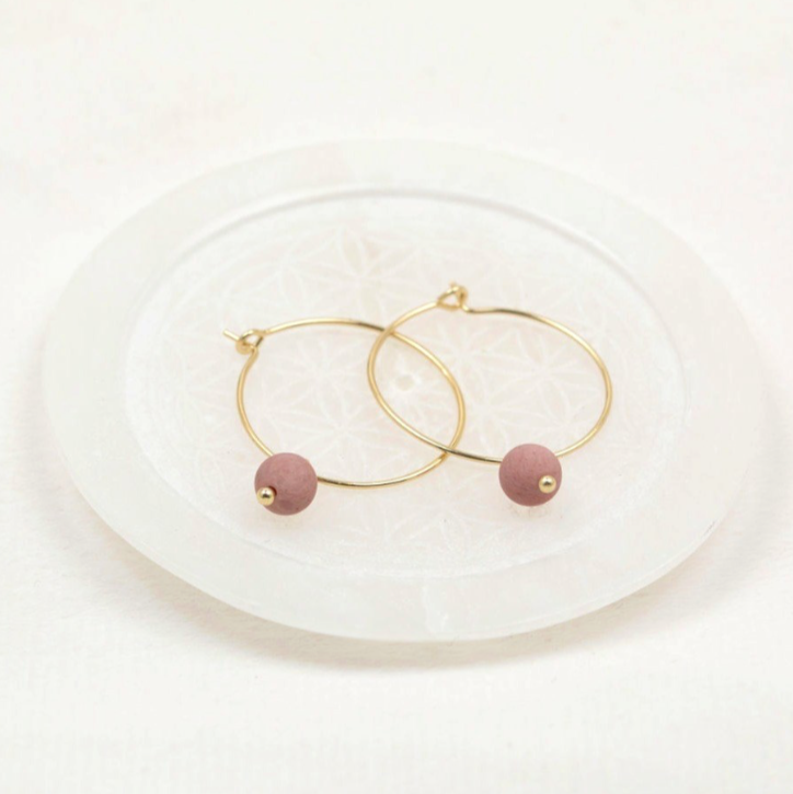 Boucles d'oreilles Glee Bellamy en Rhodonite Rose