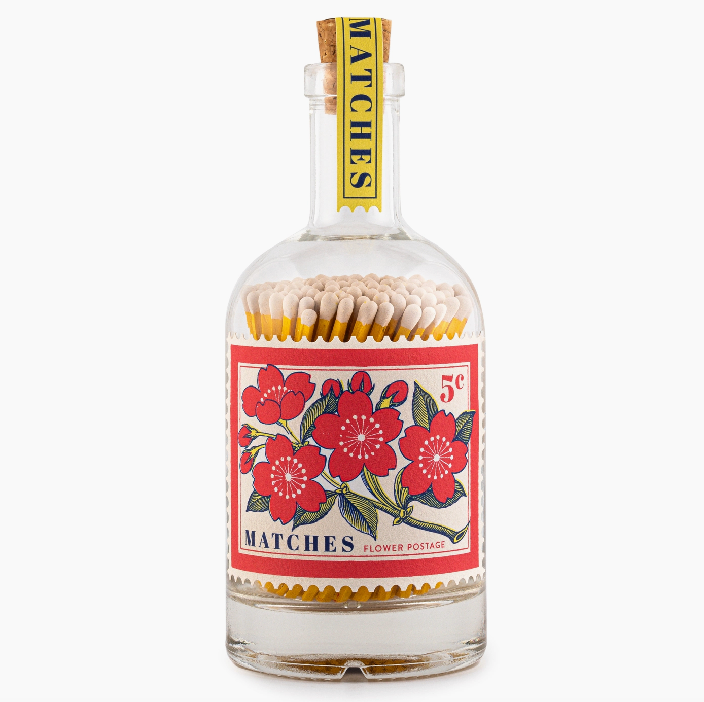 Bouteille en verre d'allumettes - Fleurs