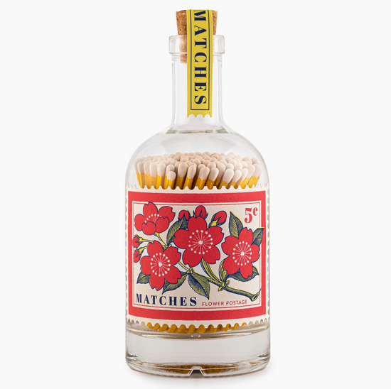 Bouteille en verre d'allumettes - Fleurs
