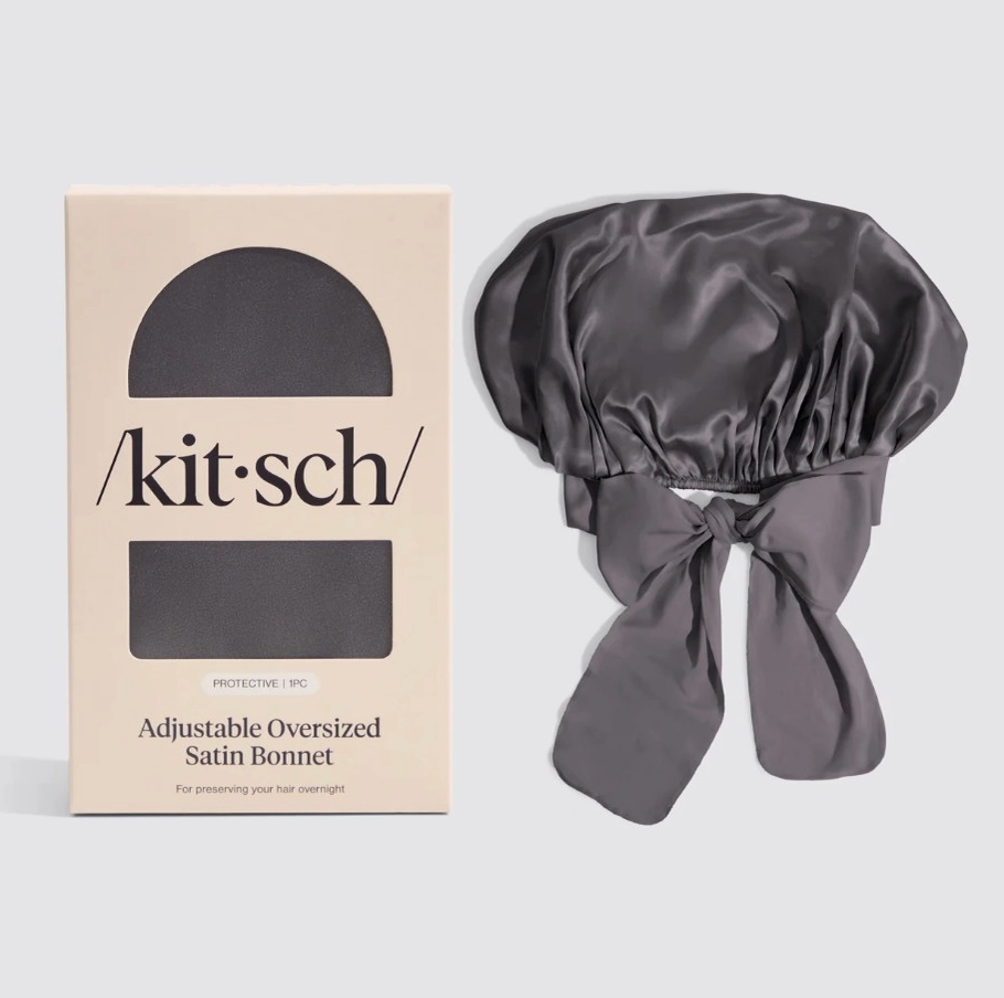 Kitsch Oversized Satin Bonnet Charcoal