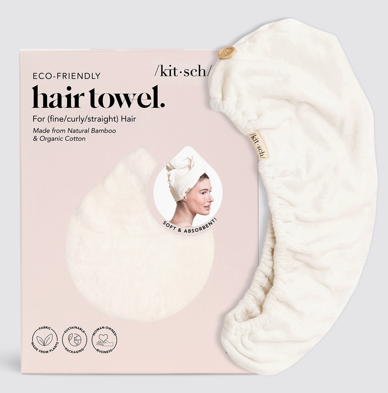 Kitsch Quick Dry Hair Towel Ivory