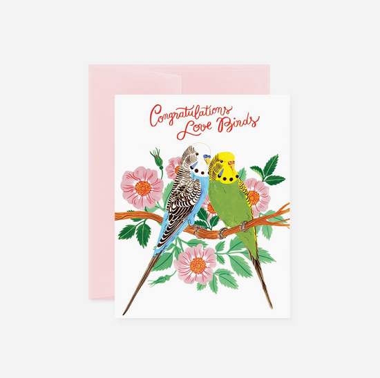 Carte de félicitations pour les oiseaux amoureux