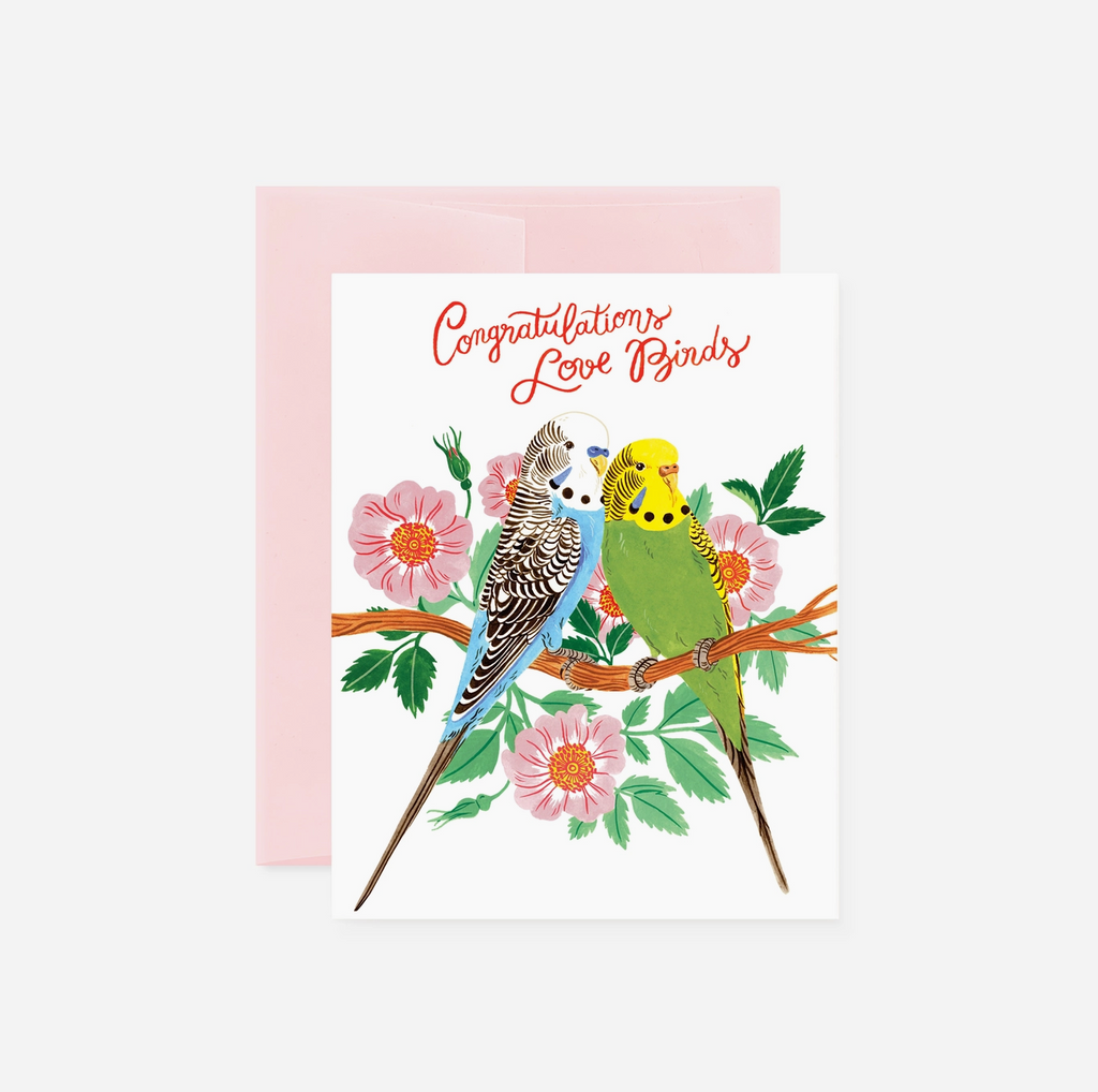 Carte de félicitations pour les oiseaux amoureux