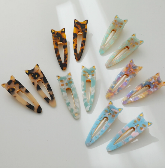 Ensemble de 2 barrettes en forme de tête de chat pointue