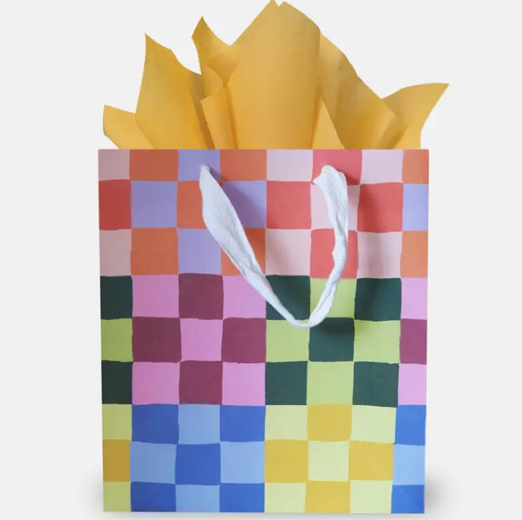 Rainbow Check Gift Bag