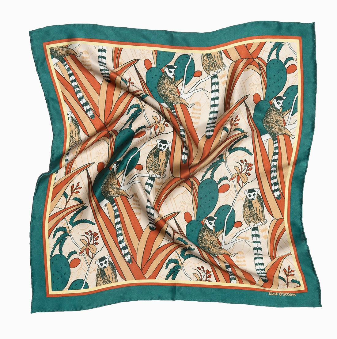 Bandana en soie Madagascar cactus teal