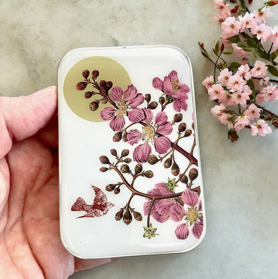 Cherry Blossom & Swallow Notions Tin