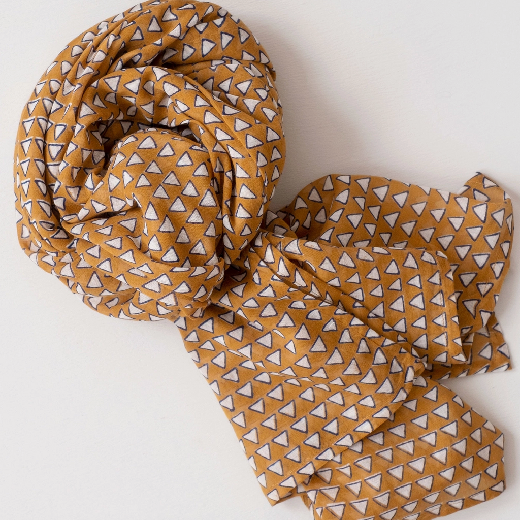Taos Gold Block Printed Scarf
