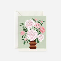 Carte de vœux Vase de pivoine