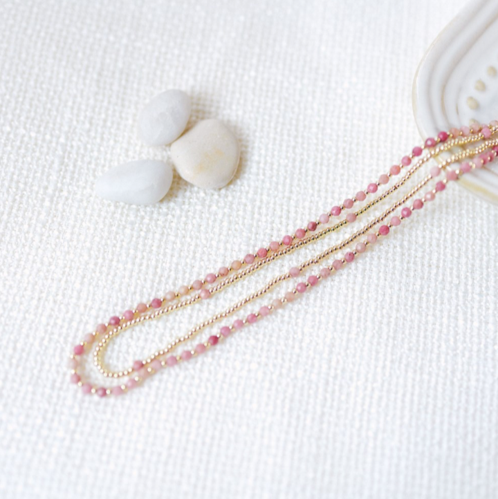 Collier Glee Always en Rhodonite Rose