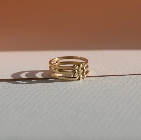 Lindsay Lewis Crosshatch Ring Brass