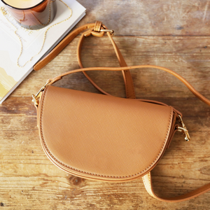 Tan Half Moon Handbag