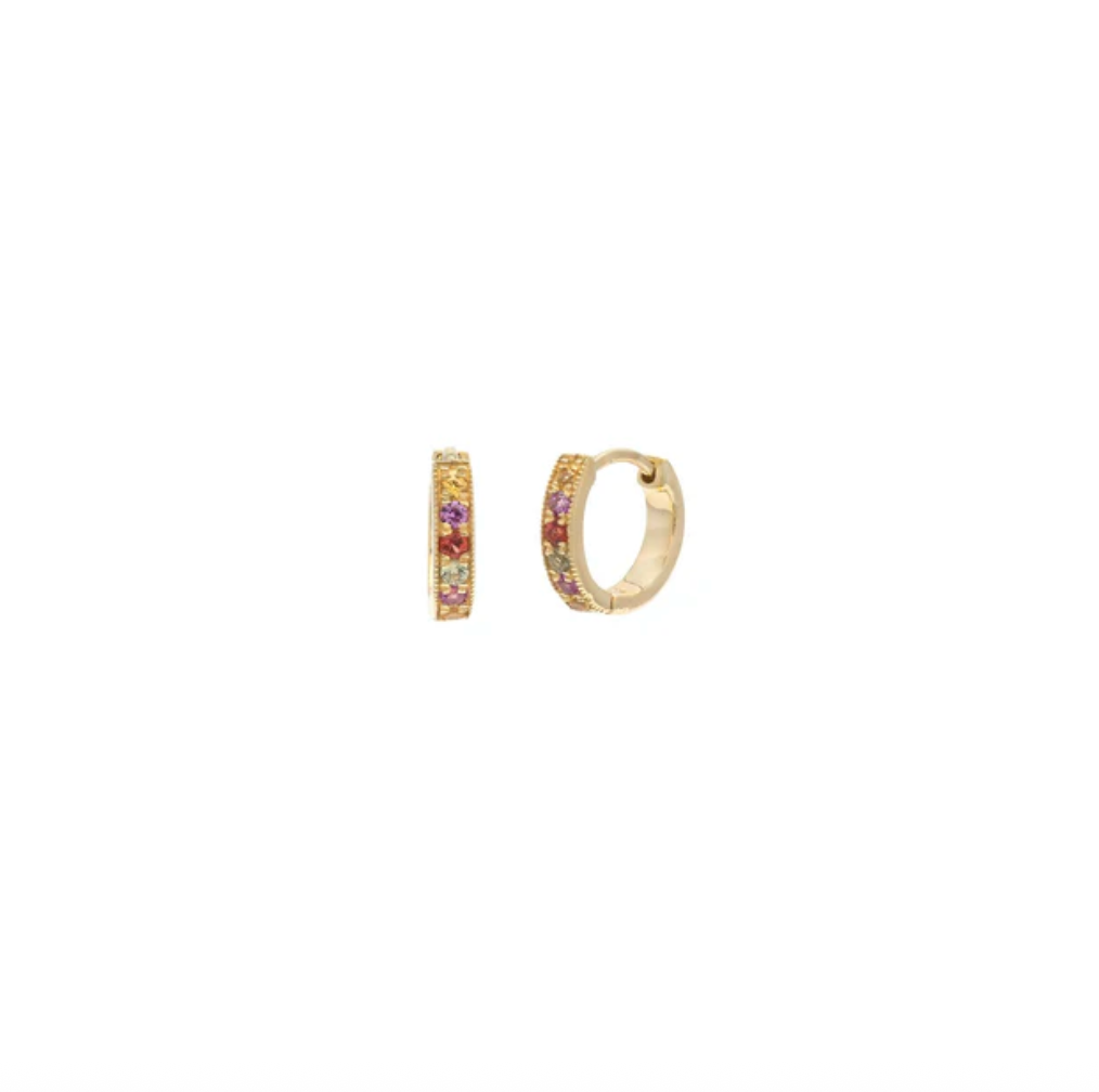 Boucles d'oreilles Pave Huggies Multi Saphir Leah Alexandra
