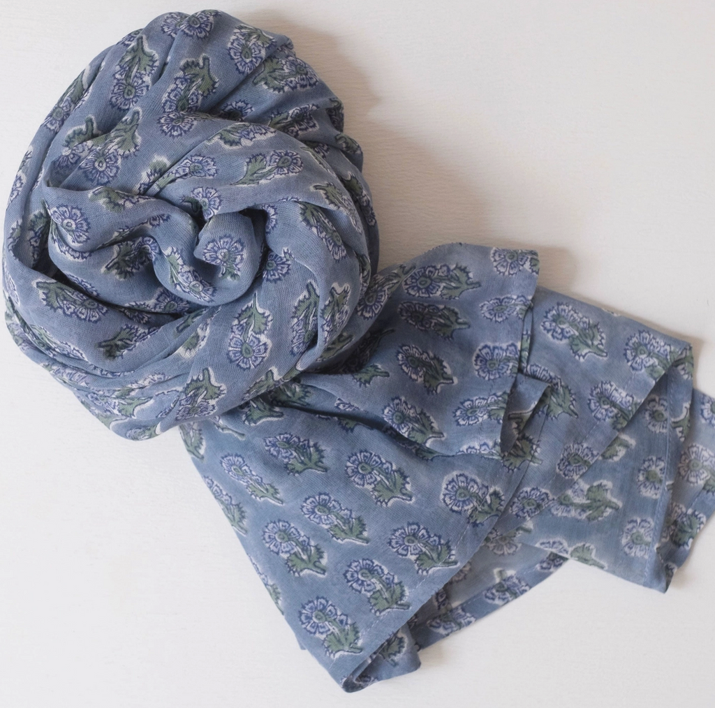 Malin Periwinkle Block Printed Scarf