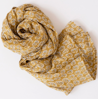 Sunburst Dark Honey Block Printed Scarf