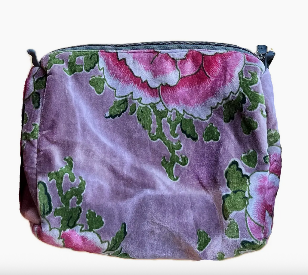 Rome Velvet Pouch Peonies Mauve