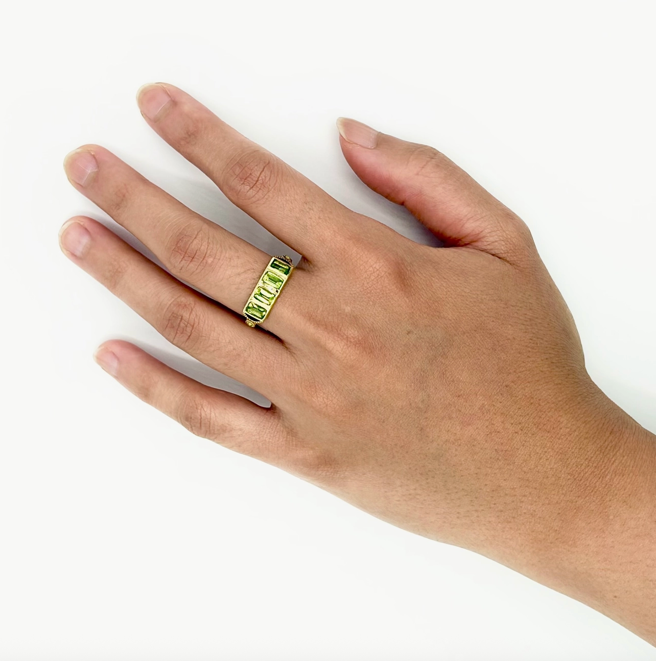 Brass Peridot Bar Ring