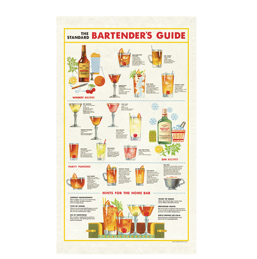 Cavallini Bartender's Guide Tea Towel