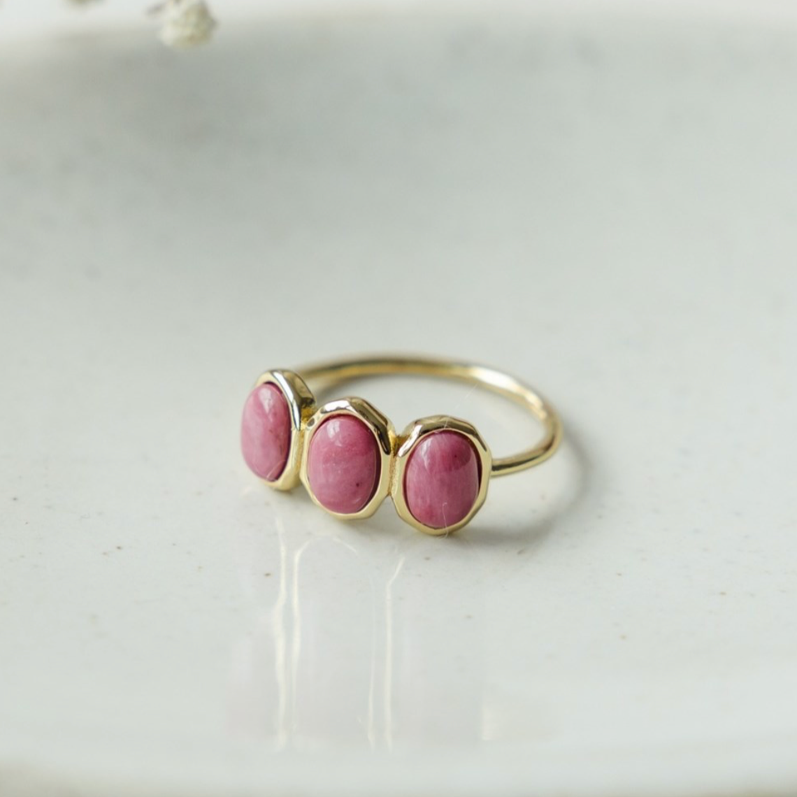 Glee Tri Essence Ring Pink Rhodonite