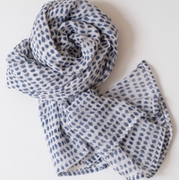 Navy Dot Block Printed Scarf