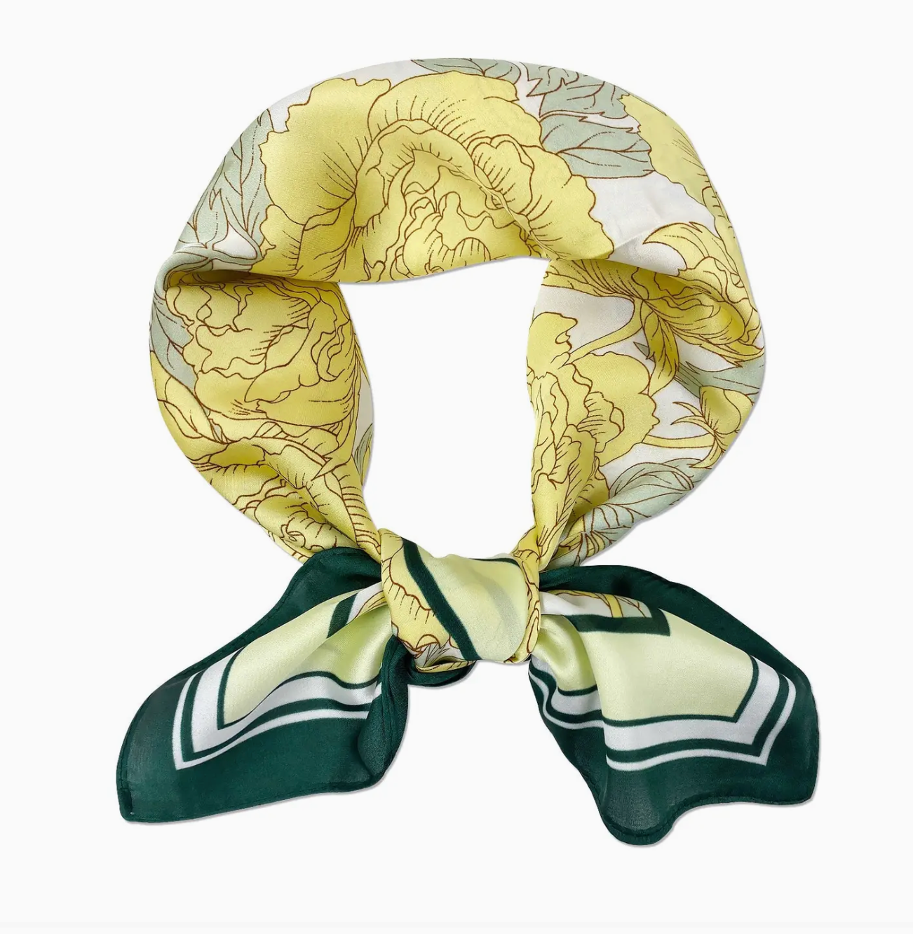 Yellow Floral Satin Scarf