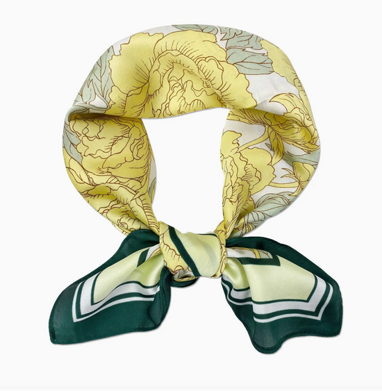 Yellow Floral Satin Scarf