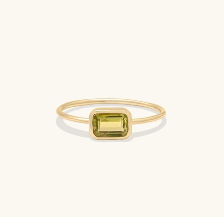 Leah Alexandra Emerald Cut Peridot Ring