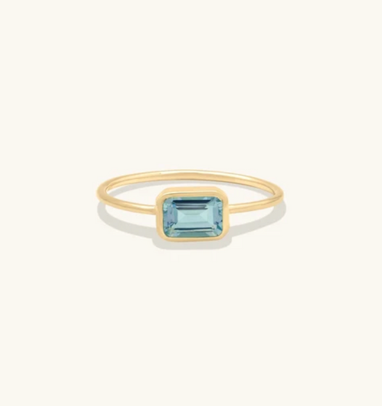 Leah Alexandra Emerald Cut Ring Aquamarine