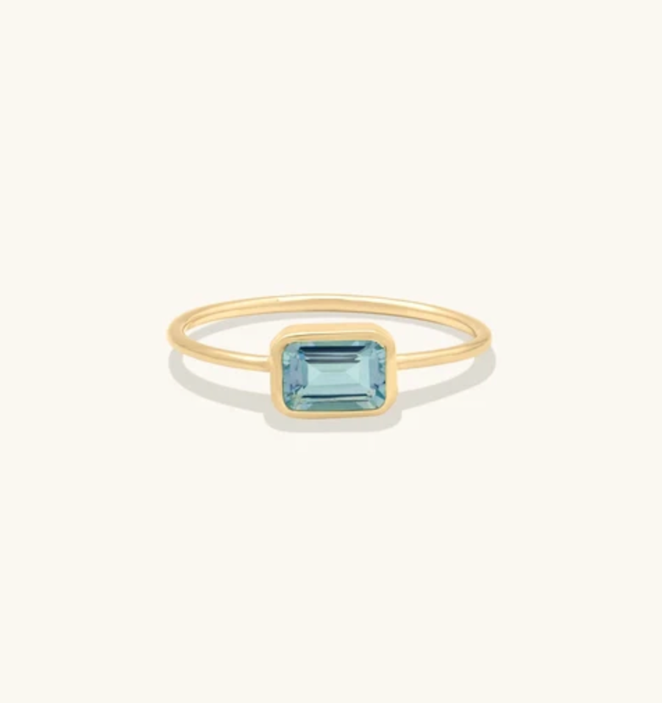 Leah Alexandra Emerald Cut Ring Aquamarine